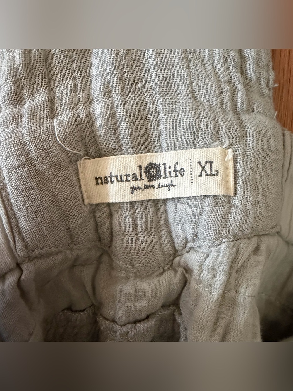 Natural Life Womens XL Light Grey Cotton Gauze Wide Leg Overalls Pockets Granola - Picture 7 of 8